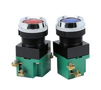 VAYEODEYU Interruptor de Transferencia, Interruptor pulsador de palanca de 25 mm, 1NO/1NC, momentáneo, DPST, 5 A, 380 V, multicolor(La19 Red)