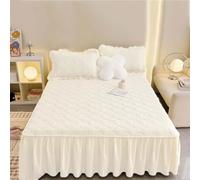 VAYEODEYU Juego de Colcha, Cubrecama con faldón con Volantes, sábana Ajustable con faldón, faldón de Cama con Volantes, faldón Envolvente, con 2 Fundas de Almohada(E,160x190cm/63.0x74.8in)