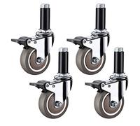 VAYEODEYU Juego de ruedas, Paquete de 4 ruedas giratorias con vástago roscado M12 x 60 mm for carros y carretillas de varios tamaños(Brake,75mm/3in)