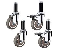 VAYEODEYU Juego de ruedas, Paquete de 4 ruedas giratorias industriales de goma con vástago roscado M12 x 60 mm, varios tamaños(Brake+universal,100mm/4in)