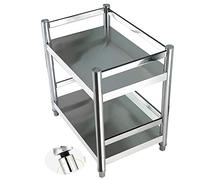 VAYEODEYU Mesa de acero inoxidable, mesa de cocina de acero inoxidable, horno microondas de doble capa, estante multifunción con barandilla, banco de trabajo, cocina comercial, restaurante (60 x 40 x