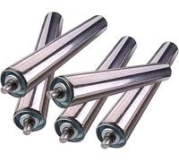 VAYEODEYU Rodillo transportador, Paquete de 5 rodillos transportadores de acero inoxidable de alta resistencia, en varios diámetros y longitudes.(Dia 25mm,L 350MM)