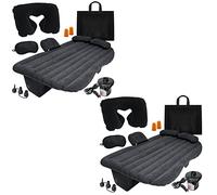 VaygWay Colchón de aire inflable para coche, cama de aire con kit de bomba, asiento trasero, cojín de cama inflable para camping, vacaciones, almohadilla de dormir con 2 almohadas (2 unidades de colchón inflable para coche con almohada para el cuello y tapones para los oídos)