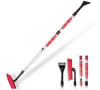 VaygWay Rascador de Hielo y Cepillo de Nieve Extensible para Parabrisas de Coche, Mango de Espuma de Longitud Ajustable, Cabezal de Cepillo Giratorio de 360° para Nieve, removedor de Hielo y Nieve