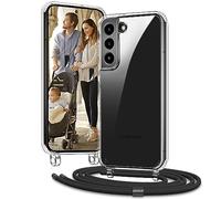 Vaykwo Funda con Cordón para Samsung Galaxy S22 de 6,1 Pulgadas, Funda con Correa Ajustable para el Cuello para Galaxy S22, Funda Transparente con Correa para el Cuello, Negro