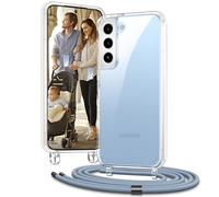 Vaykwo Funda con Cordón para Samsung Galaxy S22 de 6,1 Pulgadas, Funda con Correa Austable para el Cuello para Galaxy S22, Funda Transparente con Correa para el Cuello, Azul