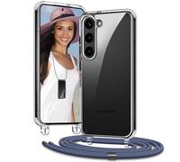 Vaykwo Funda con Cuerda para Samsung Galaxy S25 Plus/S25+ 6,7", Funda con Cordón Ajustable para el Cuello para Galaxy S25 Plus/S25+, Funda Transparente con Correa para el Cuello, Azul