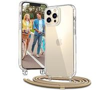 Vaykwo Transparente Funda con Cuerda para iPhone 12/12 Pro 6,1", Oro