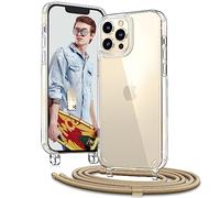 Vaykwo Transparente Funda con Cuerda para iPhone 12 Pro MAX 6,7", Oro