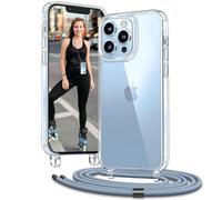 Vaykwo Transparente Funda con Cuerda para iPhone 13 Pro 6,1", Azul
