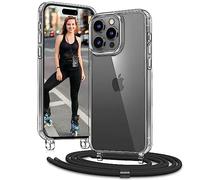 Vaykwo Transparente Funda con Cuerda para iPhone 13 Pro 6,1", Negro