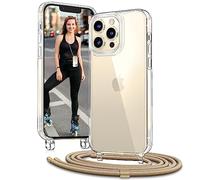 Vaykwo Transparente Funda con Cuerda para iPhone 13 Pro 6,1", Oro