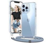 Vaykwo Transparente Funda con Cuerda para iPhone 13 Pro MAX 6,7", Azul