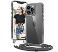 Vaykwo Transparente Funda con Cuerda para iPhone 13 Pro MAX 6,7", Gris