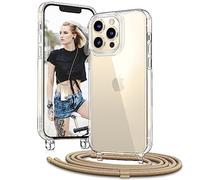 Vaykwo Transparente Funda con Cuerda para iPhone 13 Pro MAX 6,7", Oro