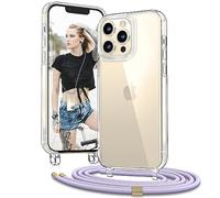 Vaykwo Transparente Funda con Cuerda para iPhone 13 Pro MAX 6,7", Púrpura