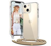 Vaykwo Transparente Funda con Cuerda para iPhone 14/iPhone 13 6,1", Oro