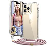 Vaykwo Transparente Funda con Cuerda para iPhone 14 Pro 6,1", OroRosa