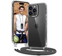 Vaykwo Transparente Funda con Cuerda para iPhone 14 Pro MAX 6,7", Gris
