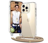 Vaykwo Transparente Funda con Cuerda para iPhone 14 Pro MAX 6,7", Oro