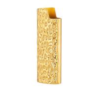 Vayliro Funda de metal con estampado en relieve, soporte para encendedor duradero, funda protectora para encendedor BIC J6, 1 pieza, oro de imitación