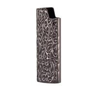 Vayliro Funda de metal para mechero, diseño en relieve, soporte duradero, funda protectora para encendedor BIC J6, 2 unidades, níquel negro