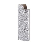 Vayliro Funda de metal para mechero, diseño en relieve, soporte duradero, funda protectora para encendedor BIC J6, 2 unidades, cromo brillante