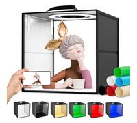 VAYOTOY Caja de Luz Fotografía, 40x40x40CM Scatola Luminosa per Foto con 120 Luces LED, 6 Fondos de Colores para Fotografía de Joyas y Pequeños Productos
