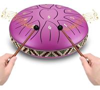 VAYOTOY Tambor de Lengua de Acero 6 Pollici e 11 note per Bambini, Strumento a Percussione C-Key Handpan Tambor Rain Drum con Borsa Morbida, Libro di Musica, 2 Mazzuoli per la Meditazione o lo Yoga