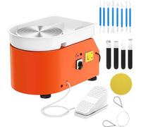 VAYOTOY Torno Alfarero 25cm Rueda de Cerámica con Mango Manual y Pedal de Pie 350W Máquina de Rueda de Cerámica Eléctrica Motorizada 300RPM Torno Alfareria Electrico DIY Artesanía para Adultos Niños