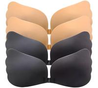 Vazcan Pack de 4X Sujetadores Invisibles Negros y Beige, Comodidad y discrección, Adhesivo Respetuoso y Fiable, y Soporte Natural | Espalda Descubierta, Sin Espalda, Push Up, Pegatina, Copas
