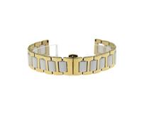 VAZZIC 12 14 16 18 20 22mm Menores de cerámica de las mujeres Correa de reloj suave suave relleno Multi-diseño reloj de reloj de acero inoxidable Pulseras comunes (Color : Gold-White, Size : 12mm)