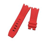VAZZIC 28 mm Negro Azul 15703 Naturaleza Goma Silicona Reloj Reloj Reloj Reloj Banda de correa Ajuste for AP Mira a Audemars y Piguet Belt Logo Herramientas (Color : Red, Size : With silver buckle)