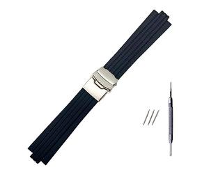VAZZIC YingYou Correa De Caucho De Silicona Negra De 24 Mm X 11 Mm Compatible Con La Correa Convexa Oris Aquis Correa De Acero Inoxidable Con Hebilla De Seguridad