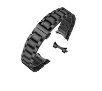 VAZZIC YingYou Correa de reloj de acero inoxidable con extremo curvo, correas de reloj de 16mm, 17mm, 18mm, 19mm, 20mm, 21mm, 22mm, 23mm y 24mm, pulsera con bandas de acero(Black-curved,22mm)