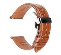 VAZZIC YingYou Correa De Reloj De Cuero Marrón Y Negro A La Moda, Correa De Reloj De 18mm, 20mm, 22mm Y 24mm For Hombre Y Mujer, Pulsera Con Hebilla De Mariposa(DB Butterfly S,18mm)