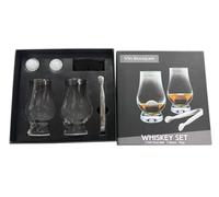 VB Vin Bouquet FI 1553 Set Set Whisky Clásico con 2 Vasos 300 ml, Piedras de Granito Enfriadoras y Pinzas Acero Inoxidable, Caja Regalo