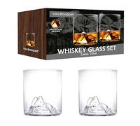 VB VIN BOUQUET FIA 1574 Set 2 Vasos Whisky 370 ml Diseño Montaña, Cristal Premium, Caja Regalo