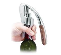 VB VIN BOUQUET FID 1535 Sacacorchos de Palanca Cromado con Mango de Madera, Mecanismo Profesional, Caja Regalo