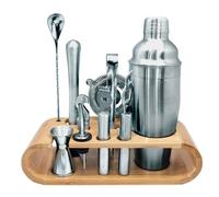 VB VIN BOUQUET FIK 1432 Set de Cocktail Completo con Base de Bambú, Incluye Todos los Utensilios Necesarios para Preparar Cócteles