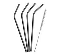 VB VIN BOUQUET FIK 1469 Pajitas Negras de Metal Reutilizables con Cepillo Limpiador, Acero Inoxidable, ecológicas y Resistentes, Ideales para Bebidas frías y Calientes
