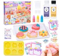 VBACALA 24 piezas Kit DIY Taba Squishy,100g de Silicona AB Mezcla 1:1Crea Taba Squishy con Forma de Pata,Flores,Hierba,Fresas,Pasteles Squishy Antiestrés,Regalo Antiestrés DIY para Niños y Adultos