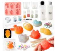 VBACALA 50 PCS Kit DIY Taba Squishy Fluorescente,150ml Silicona AB Mezcla1:1Crea Dos Conejitos Diferentes,Dos Pollitos Diferentes,Zanahorias,Huevos Pascua Taba Squishy,Regalo Antiestrés DIY para Niños
