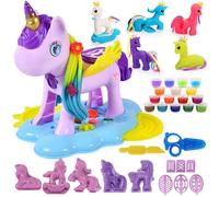 VBACALA Juego de Plastilina de Unicornio para Niños - 36 Piezas con 16 Latas de Plastilina, Herramientas DIY, Accesorios Mágicos y Moldes - Juguete Educativo Creativo para Niñas 3+ Años