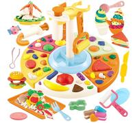 VBACALA Juego de Plastilina,Juego de Pasta de Pizza con 53 Piezas de Accesorios 24 Botes de Plastilina,Plastilina para Modelar a Partir de 3 Años para Niños y Niñas