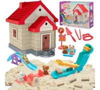 VBACALA Kit de Construcción con Arena Mágica para Niños-Juguetes de Obra con 750g de Arena Mágica,Herramientas de Construcción, Casita y Animalitos,Regalo Sensorial Educativo para Niños de 3-6 Años