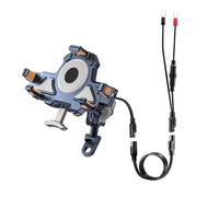 Vbbrswaad Soporte Móvil Moto Motocicleta Metal A Prueba Golpes con 4 Amortiguadores Vibraciones Cargador Inalámbrico 15 W Carga Rápida Bicicleta Soporte Móvil Bicicleta(Wireless Charging B)