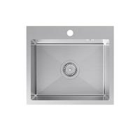 VBChome Fregadero de 50 x 45 cm, acero inoxidable cepillado, con orificio para grifo, lavabo grande, incluye desagüe y sifón, fregadero de cocina para armario bajo
