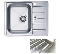 VBChome Fregadero de acero inoxidable, 62 x 50 cm, estructura de lino, fregadero empotrable con orificio para grifo, escurridor derecho, fregadero de camping