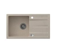 VBChome Fregadero de granito beige 77 x 43,5 cm para empotrar con escurridor moteado reversible y sifón